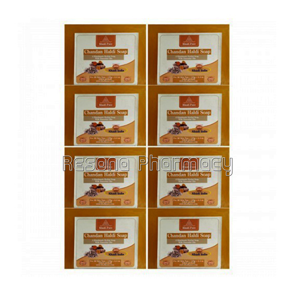 Khadi Pure Herbal Chandan Haldi Soap   125G (Set Of 8)
