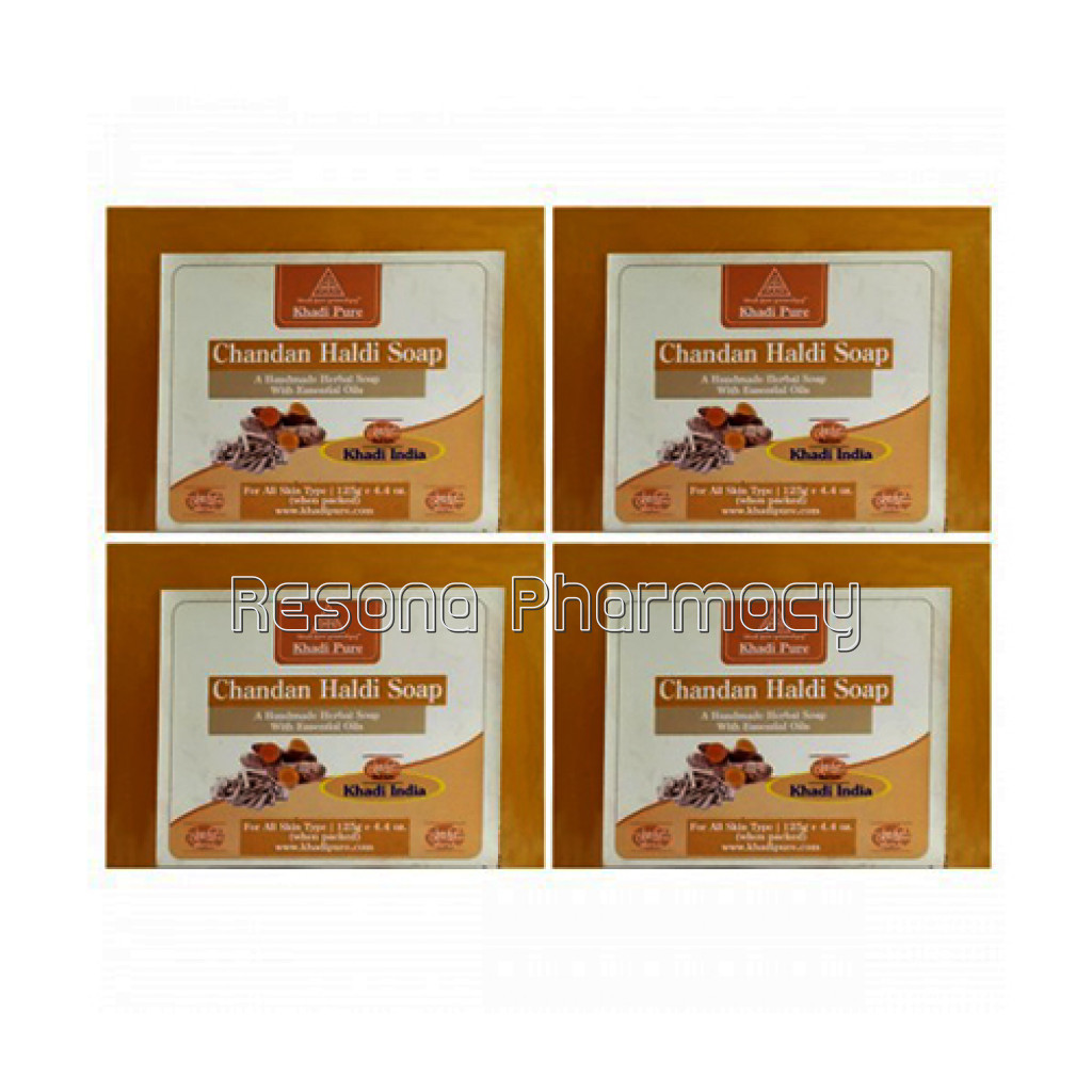 Khadi Pure Herbal Chandan Haldi Soap   125G (Set Of 4)