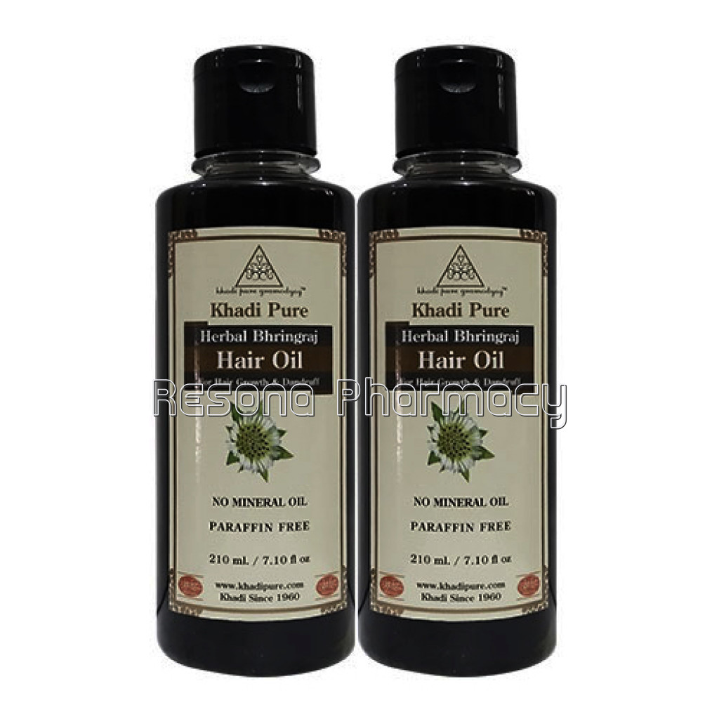 Khadi Pure Herbal Bhringraj Hair Oil   Mineral Oil and Paraffin Free   210Ml (Set Of 2)