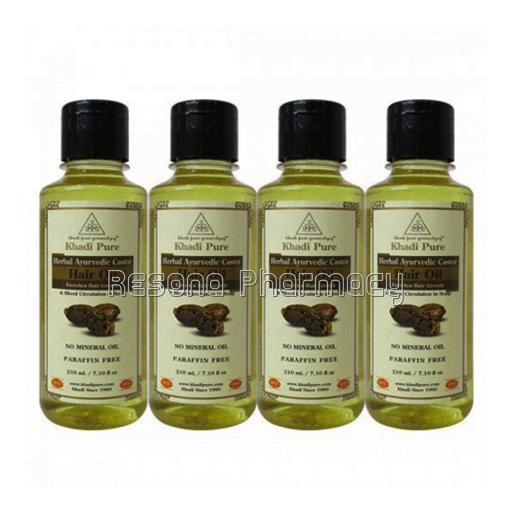 Khadi Pure Herbal Ayurvedic Castor Hair Oil   210Ml (Set Of 4)