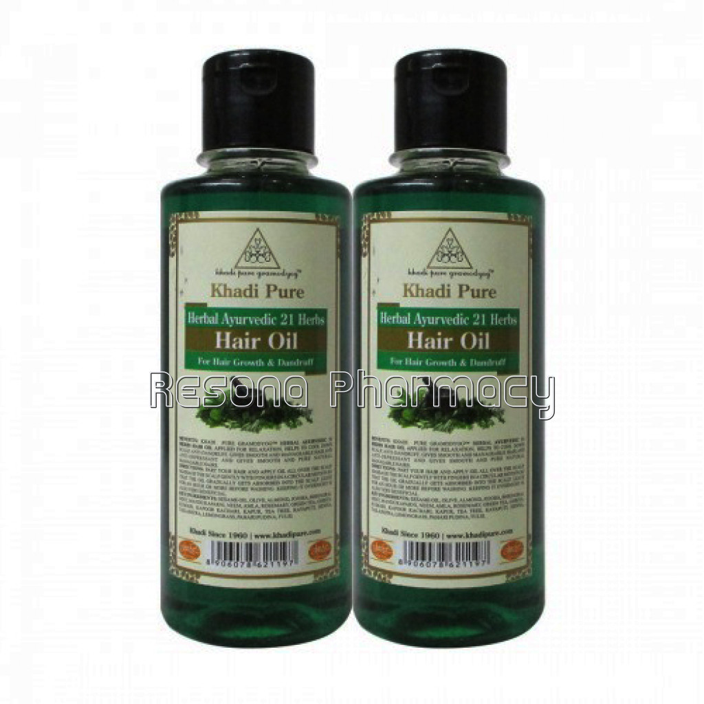 Khadi Pure Herbal Ayurvedic 21 Herbs Hair Oil   210Ml (Set Of 2)