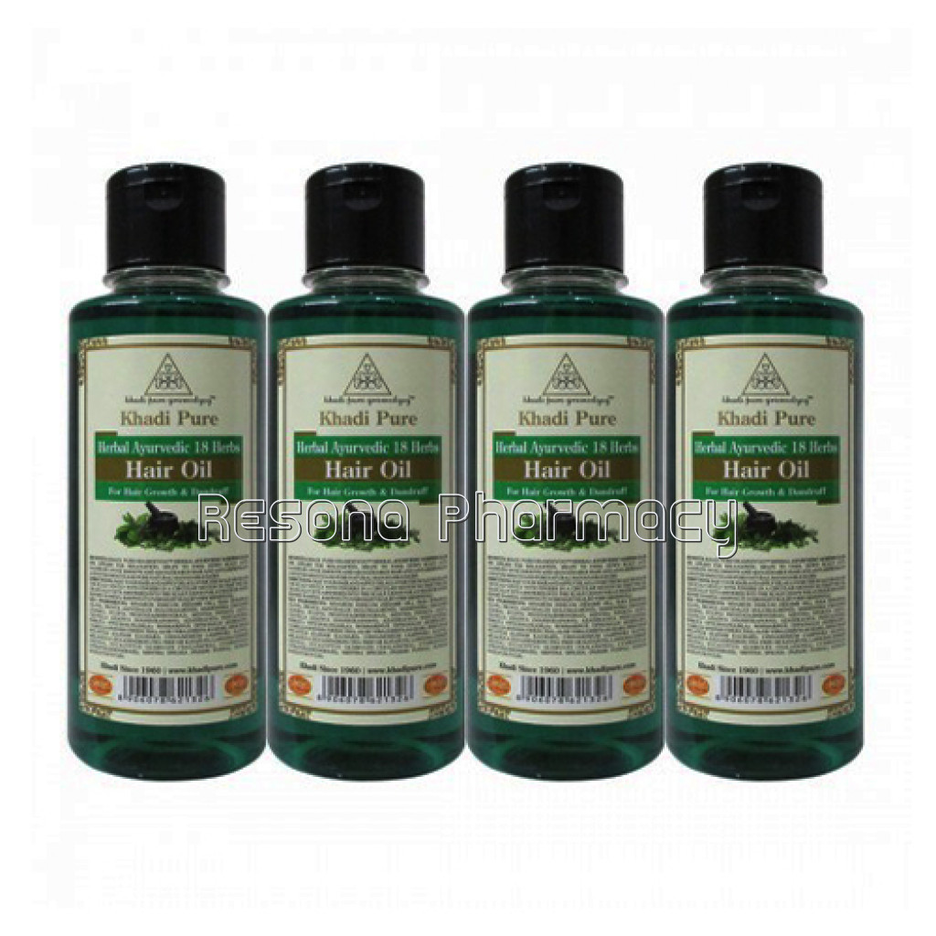Khadi Pure Herbal Ayurvedic 18 Herbs Hair Oil   210Ml (Set Of 4)