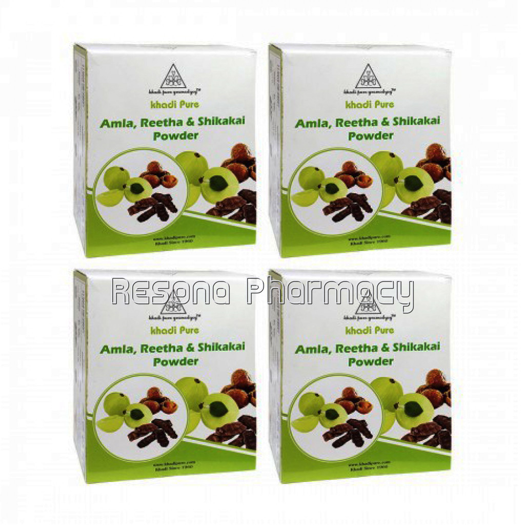 Khadi Pure Herbal Amla, Reetha and Shikakai Powder   80G (Set Of 4)