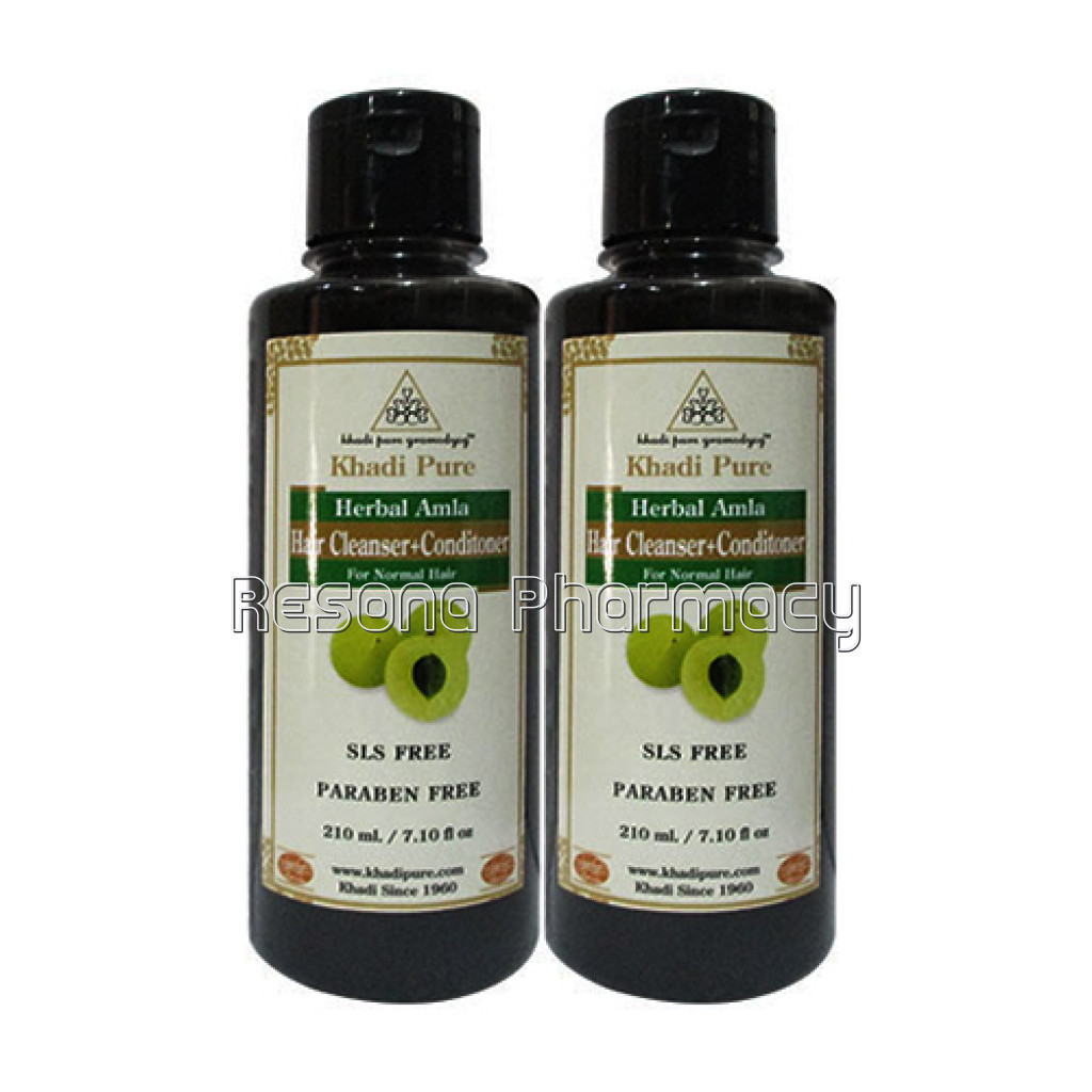Khadi Pure Herbal Amla Hair Cleanser Plus Conditioner Sls Paraben Free   210Ml (Set Of 2)