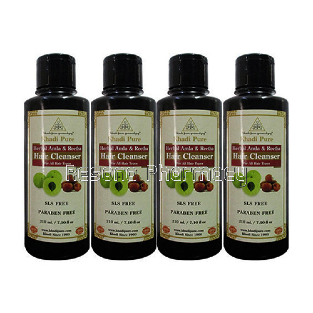 Khadi Pure Herbal Amla and Reetha Hair Cleanser Sls Paraben Free   210Ml (Set Of 4)