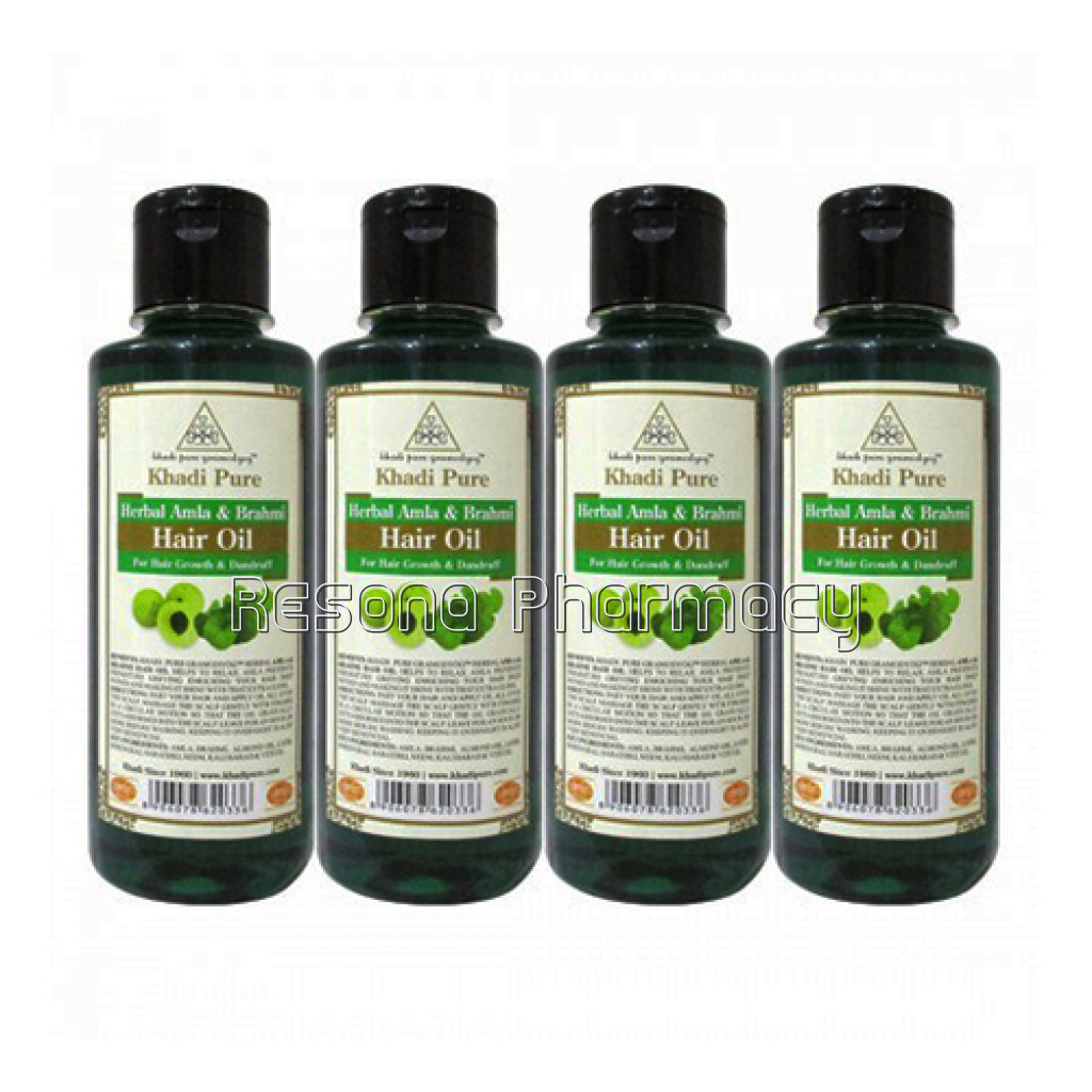 Khadi Pure Herbal Amla and Brahmi Hair Oil   210Ml (Set Of 4)