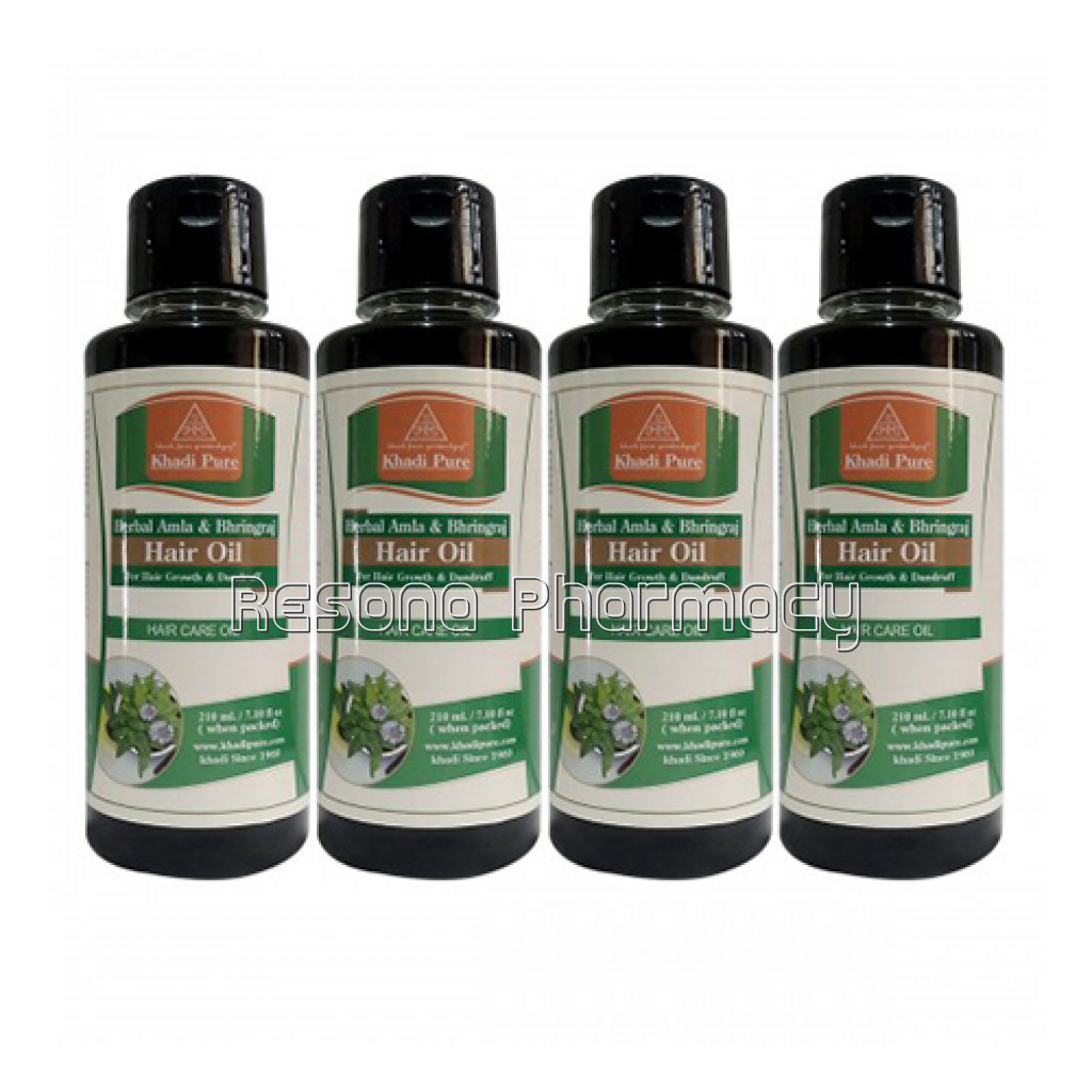 Khadi Pure Herbal Amla and Bhringraj Hair Oil   210Ml (Set Of 4)