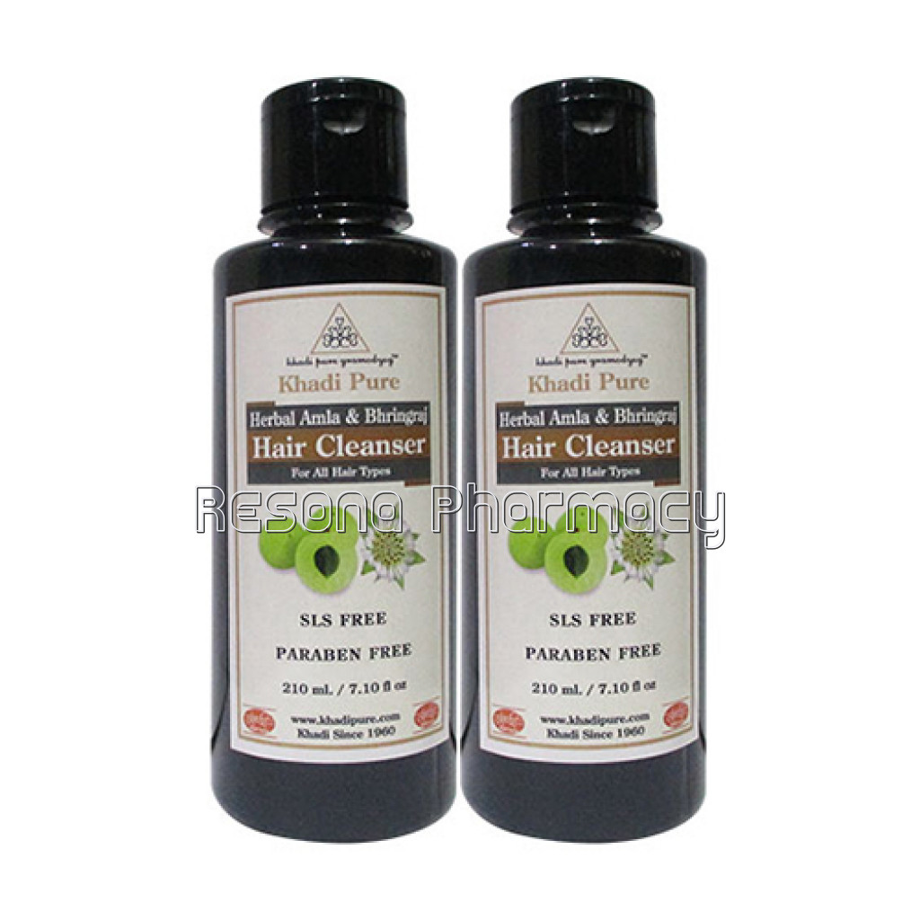 Khadi Pure Herbal Amla and Bhringraj Hair Cleanser Sls Paraben Free   210Ml (Set Of 2)