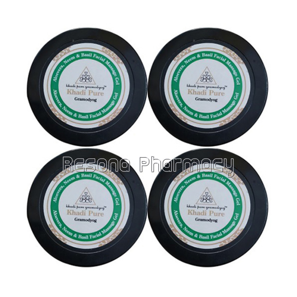 Khadi Pure Herbal Aloevera, Neem and Basil Facial Massage Gel   100G (Set Of 4)