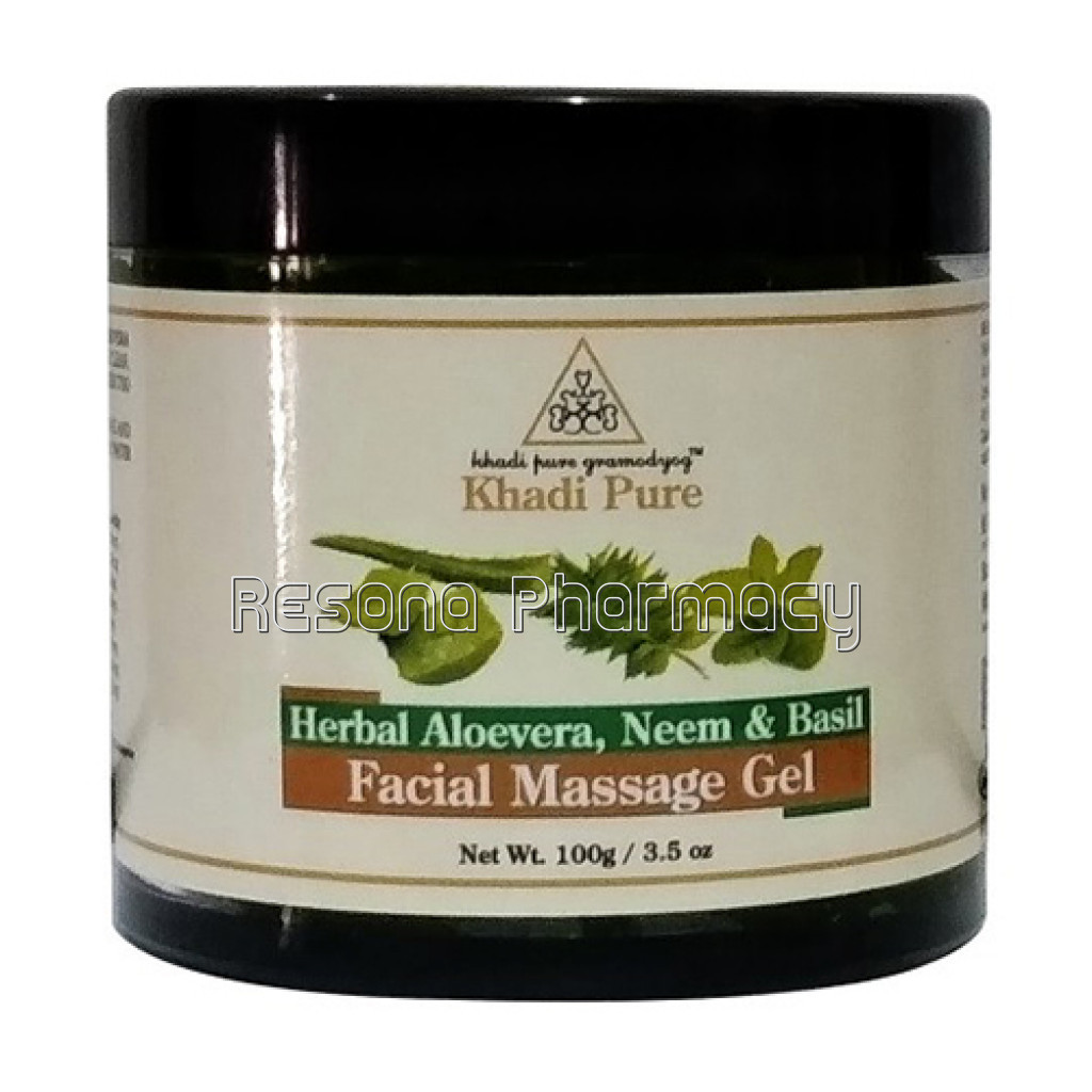 Khadi Pure Herbal Aloevera, Neem and Basil Facial Massage Gel   100G