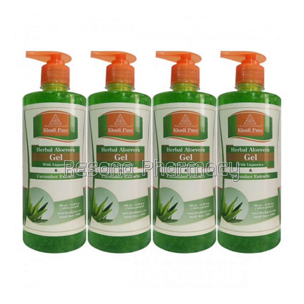 Khadi Pure Herbal Aloevera Gel With Liquorice and Cucumber Extracts   500G (Set Of 4)