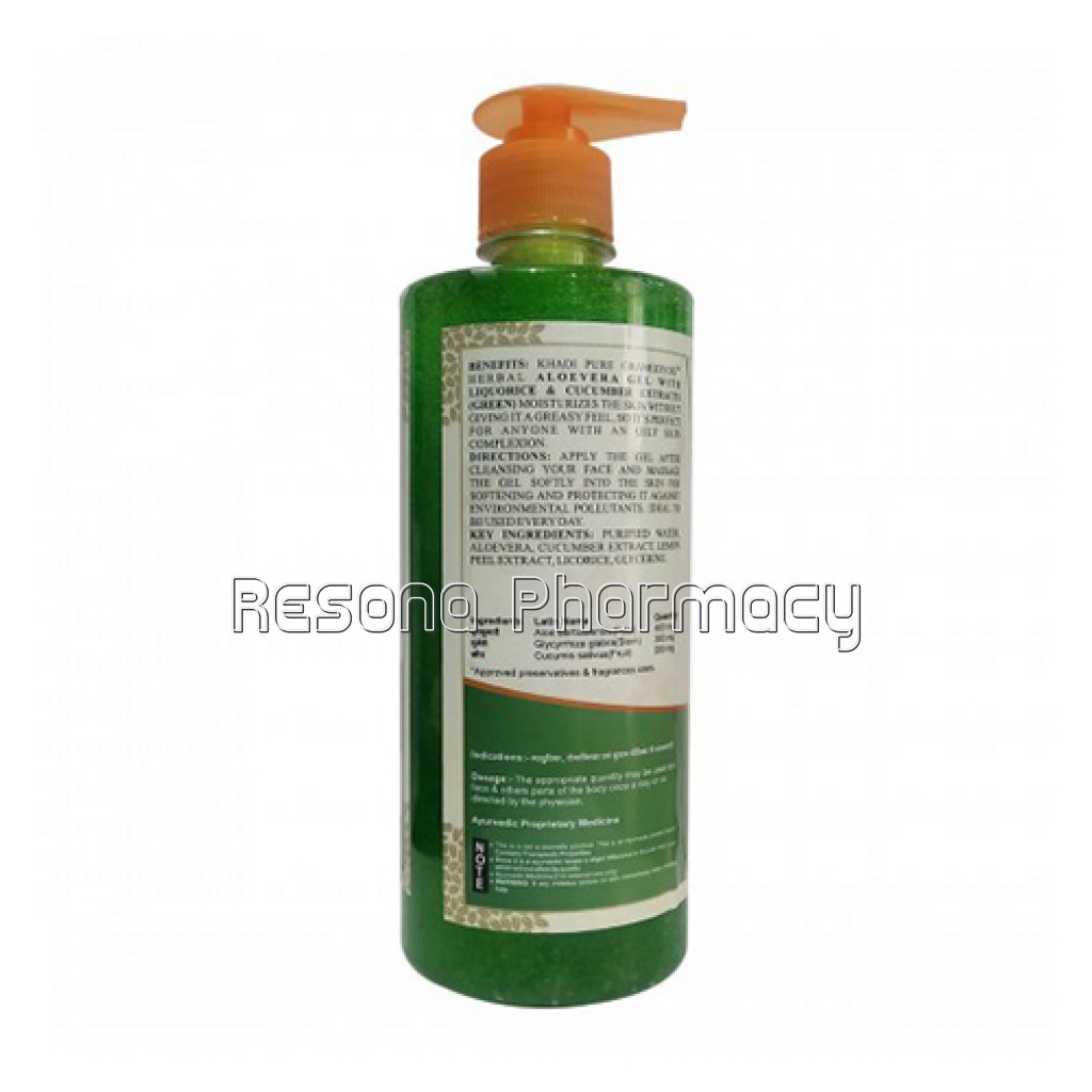 Khadi Pure Herbal Aloevera Gel With Liquorice and Cucumber Extracts (Green)   500G
