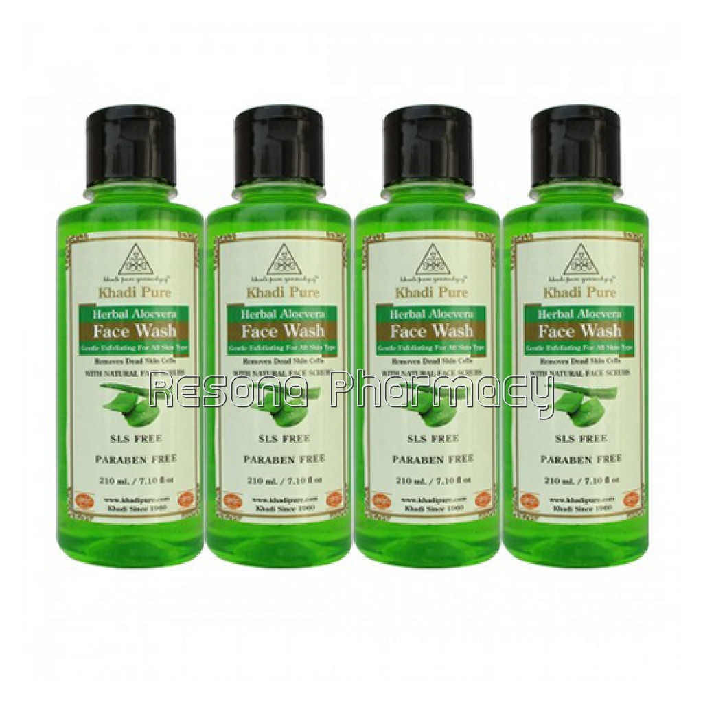 Khadi Pure Herbal Aloevera Face Wash Sls Paraben Free   210Ml (Set Of 4)