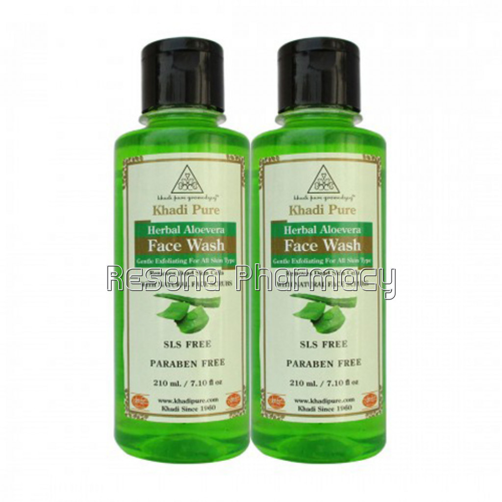 Khadi Pure Herbal Aloevera Face Wash Sls Paraben Free   210Ml (Set Of 2)