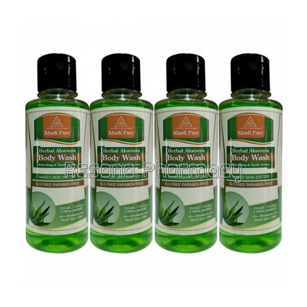 Khadi Pure Herbal Aloevera Body Wash Sls Paraben Free   210Ml (Set Of 4)