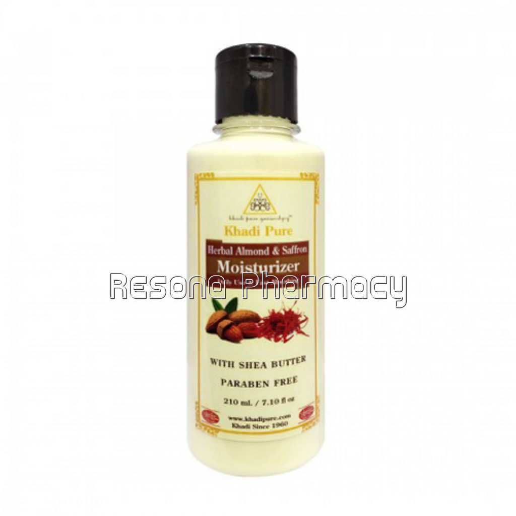 Khadi Pure Herbal Almond and Saffron Moisturizer With Sheabutter Sls Paraben Free   210Ml