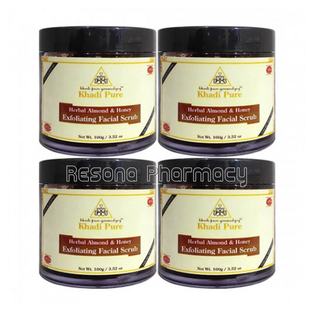 Khadi Pure Herbal Almond and Honey Exfoliating Facial Scrub   100G (Set Of 4)
