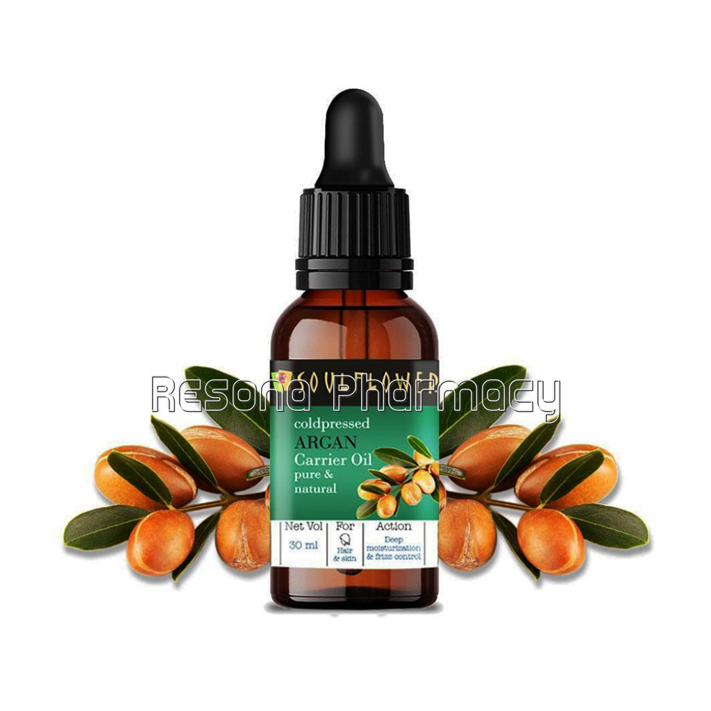 Soulflower Moroccan Argan Oil For Moisturising and Hydrating Skin, Lip Care, Strong and Frizz Free Hair, Under Eye Care, 100% Pure, NaNaturaland Undiluted Oil, Esg Certified, 30Ml