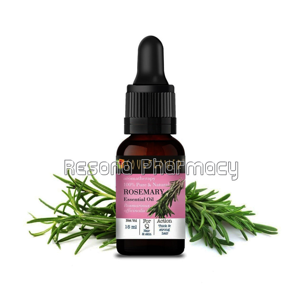 Soulflower Rosemary Essential Oil For Hair Growth, Long, Shining and Strong Hair, Hydrating and Moisturising Skin, Inhalation, Camphor Family, 100% Pure, NaNaturaland Undiluted Oil, Ecocert, Esg Certified, 15Ml