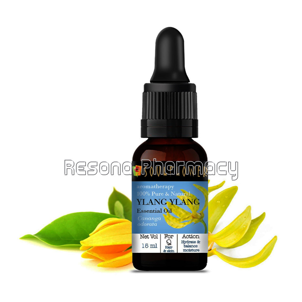 Soulflower Ylang Ylang Essential Oil For Thick and Shiny Hair, Youthful Skin, Panic and Stress Relief, 100% Pure, NaNaturaland Undiluted Oil, Ecocert, Esg Certified, 15Ml