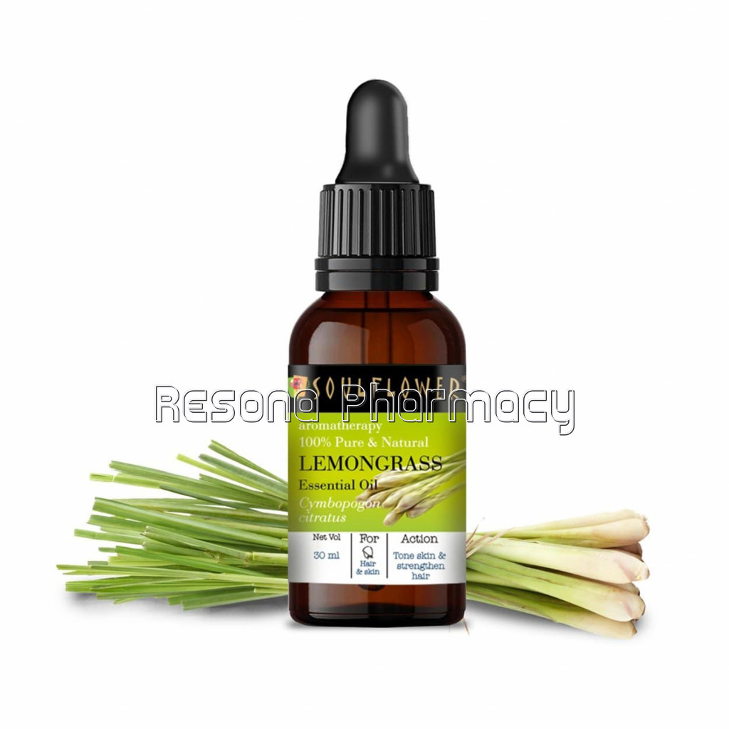 Soulflower Lemongrass Essential Oil For Hydrating and Moisturising Skin, Strong Hair Roots, Hair Fall, 100% Pure, NaNaturaland Undiluted Oil, 30Ml