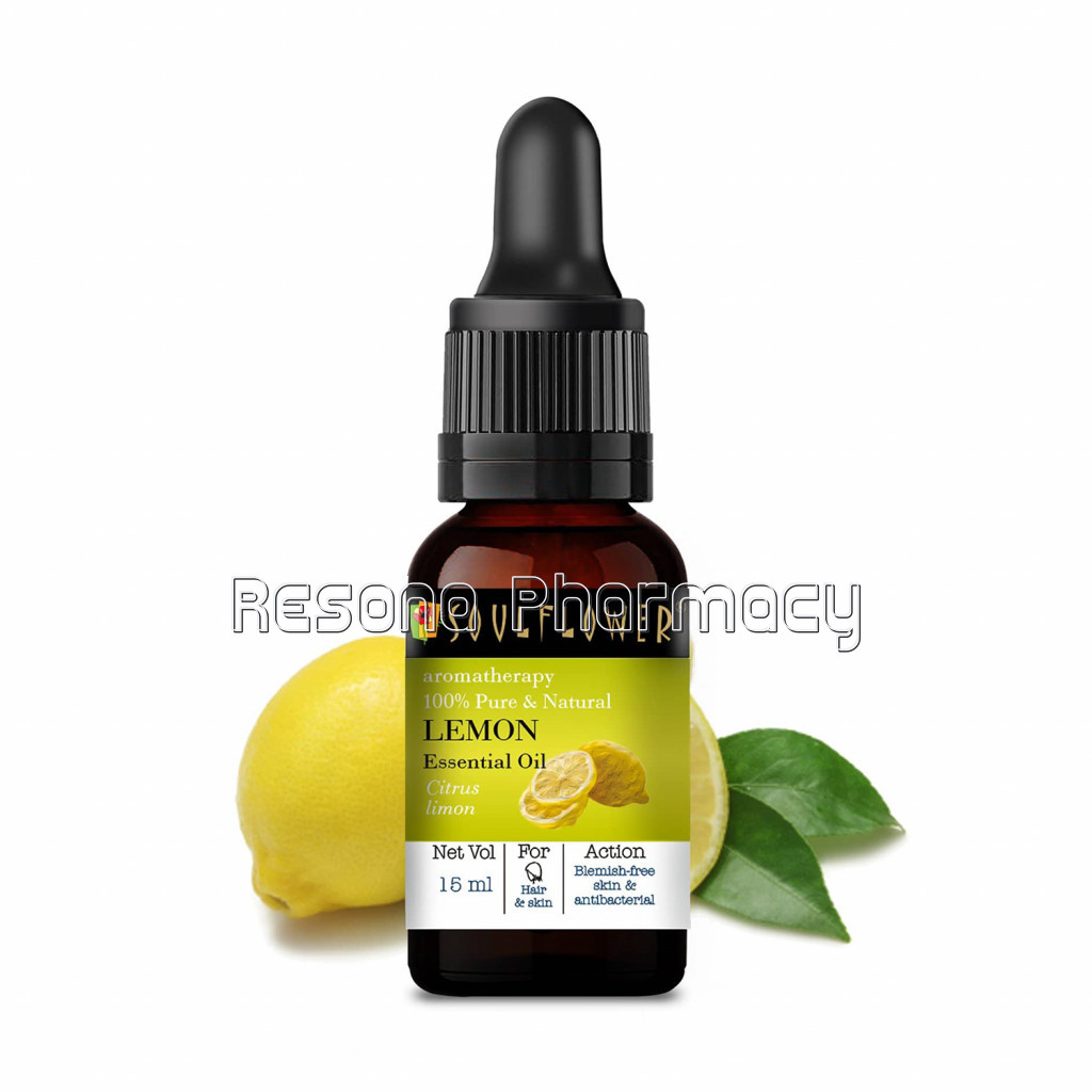 Soulflower Lemon Essential Oil For Oily and Combination Skin, Acne Control, Bright Skin, Healthy and Shiny Hair, Dandruff Free Hair, 100% Pure, NaNaturaland Undiluted Oil, 15Ml