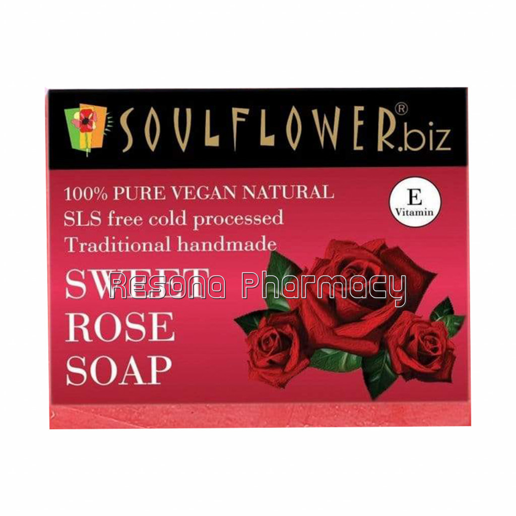 Soulflower Cleansing Sweet Rose NaNaturalSoap For Hydrating Skin, Anti Aging and Acne Control, Blemish Control, Ecocert, Esg Certified, 150G