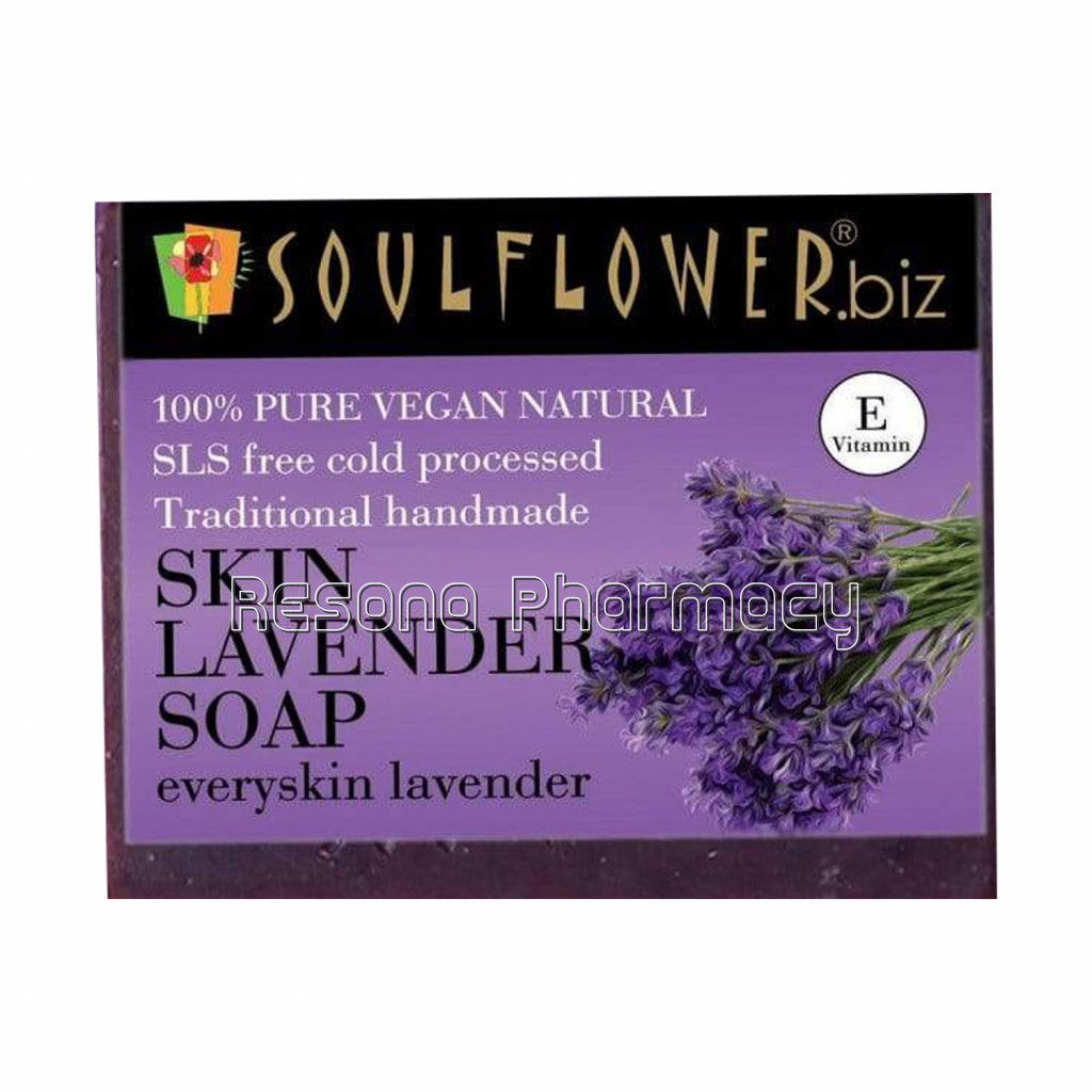 Soulflower Cleansing Skin Lavender Soap For Relaxation, Calming, Soothing, Acne Control, Skin Softening and Brightening, Made With Pure Oil, Ecocert, Esg Certified, 150G