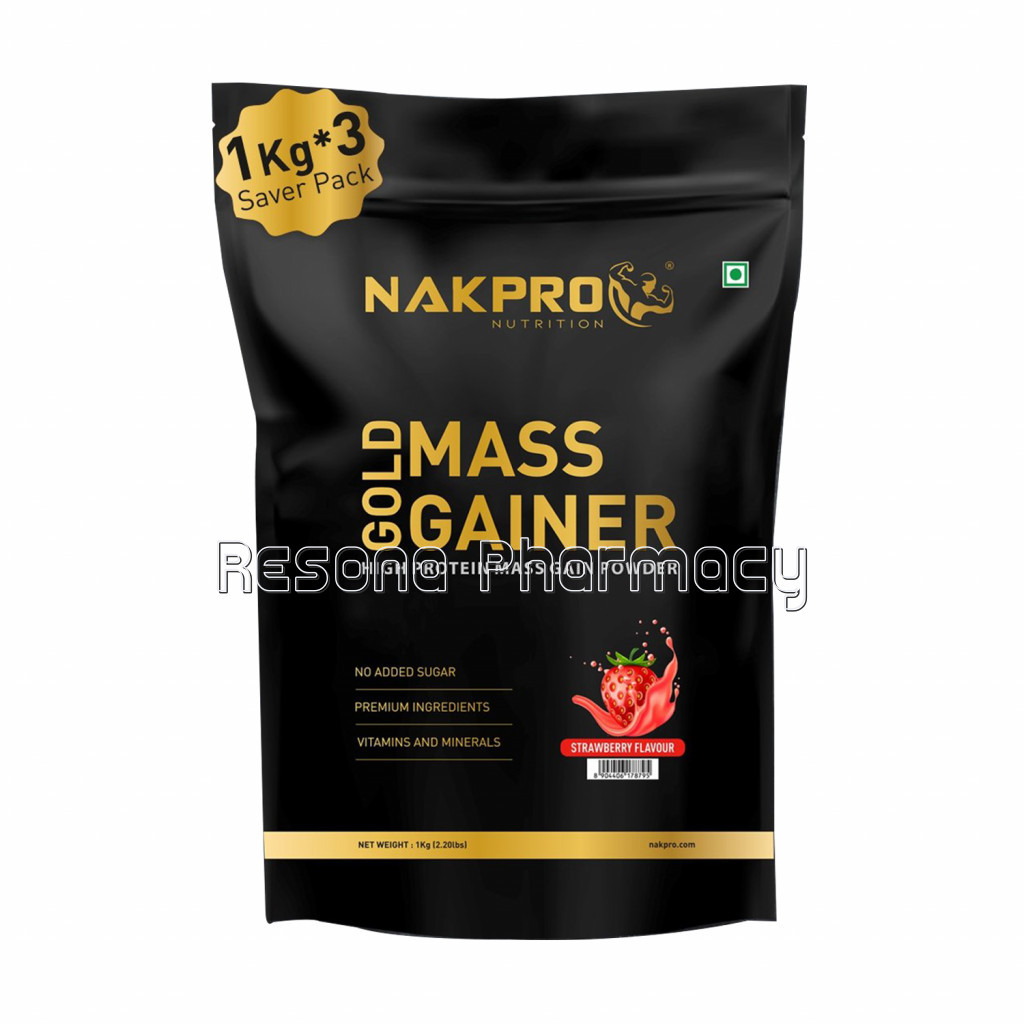 Nakpro Gold Mass Gainer Strawberry 3Kg