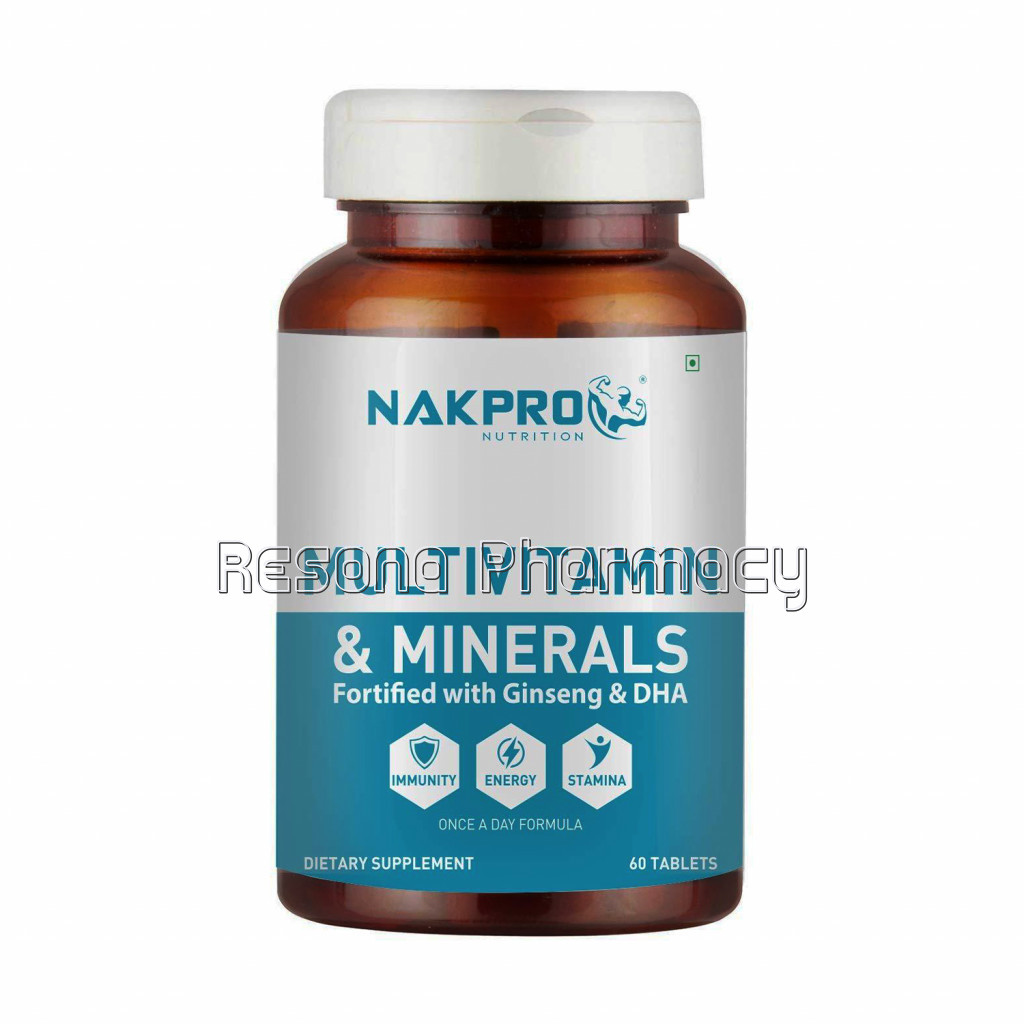 Nakpro Nutrition Multivitamin and Minerals With Ginseng and Dha, Nutritional Supplement For Energy, Immunity and Stamina (60 Tablets)