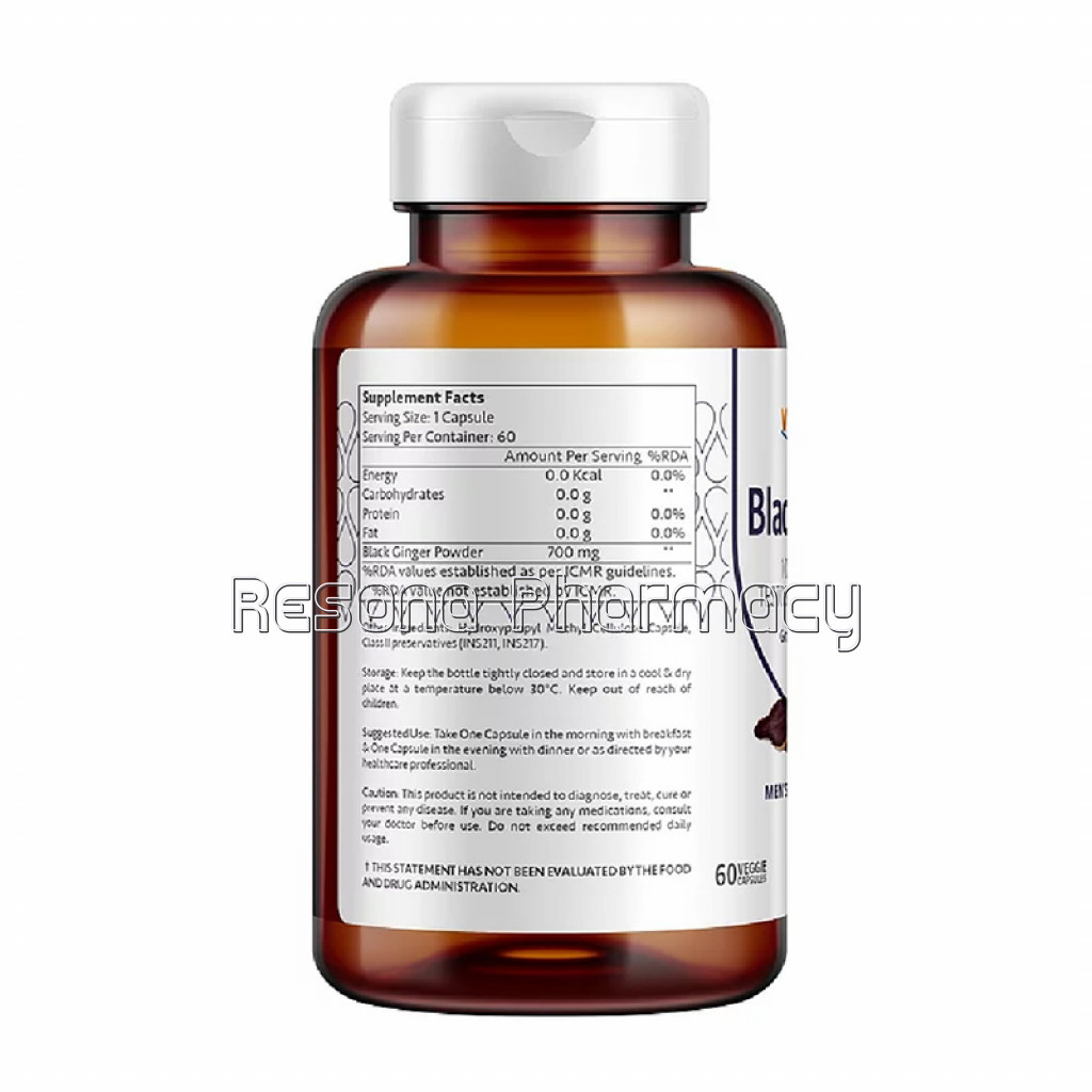 Vitabowl Black Ginger 100% NaNaturalTestosterone Booster For Men   60 Veg Capsule