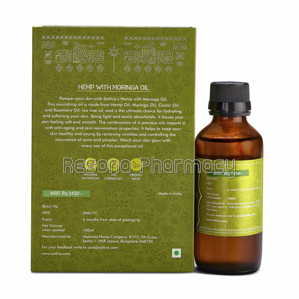 Hemp With Moringa Face and Body Oil   Hydrates Skin, Reduces Wrinkles, Fine Lines and Acne