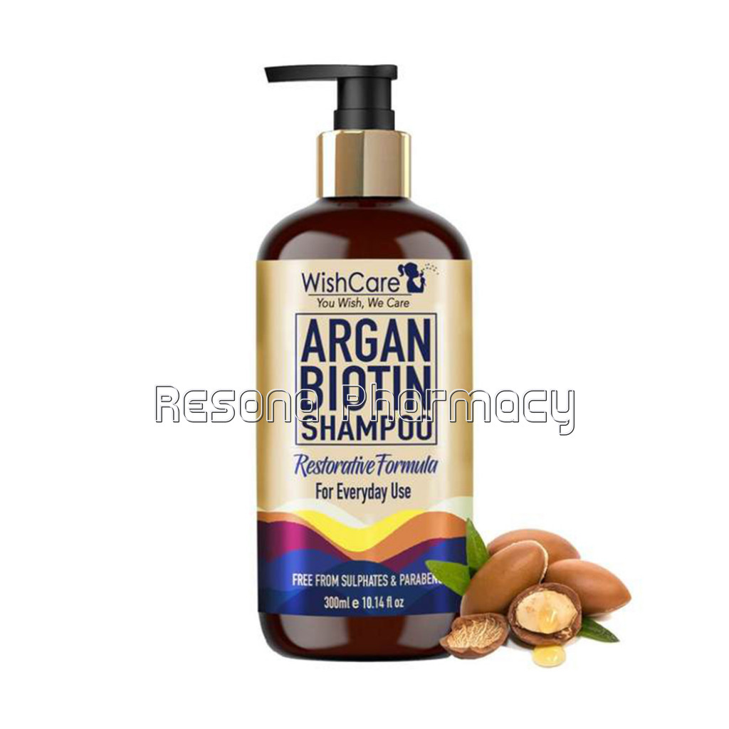Argan Biotin Shampoo   Restorative and Volumizing Formula   For All Hair Types  300Ml