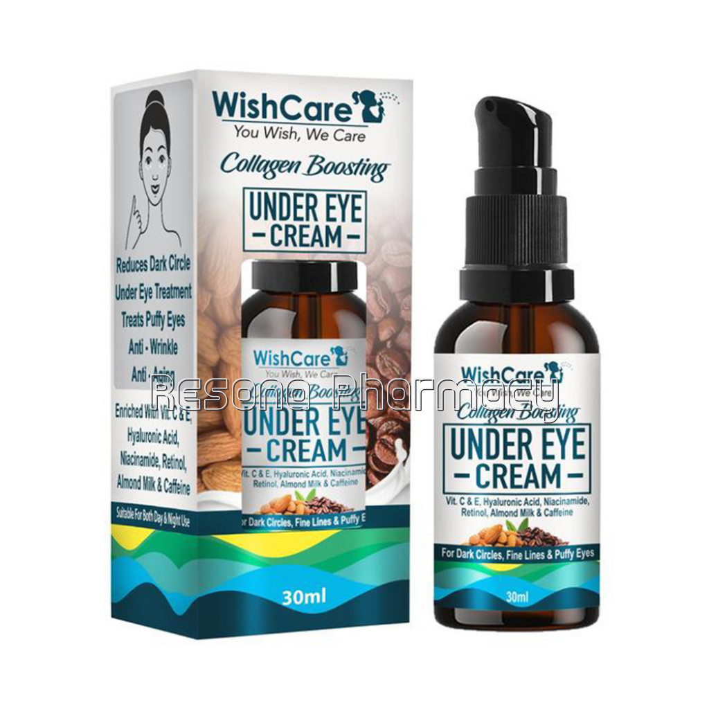 Collagen Boosting Under Eye Cream For Dark Circles and Wrinkles   Enriched With Caffeine, Almond Milk, Vitamin C and E, Hyaluronic Acid, Retinol   30Ml