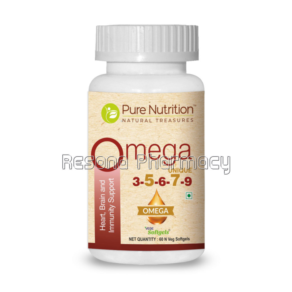 Omega 3 5 6 7 9 | A Unique Blend Of Essential Fatty Acids Beneficial For Cardiovascular Health' Brain Function And Immunity  60 Veg Softgel