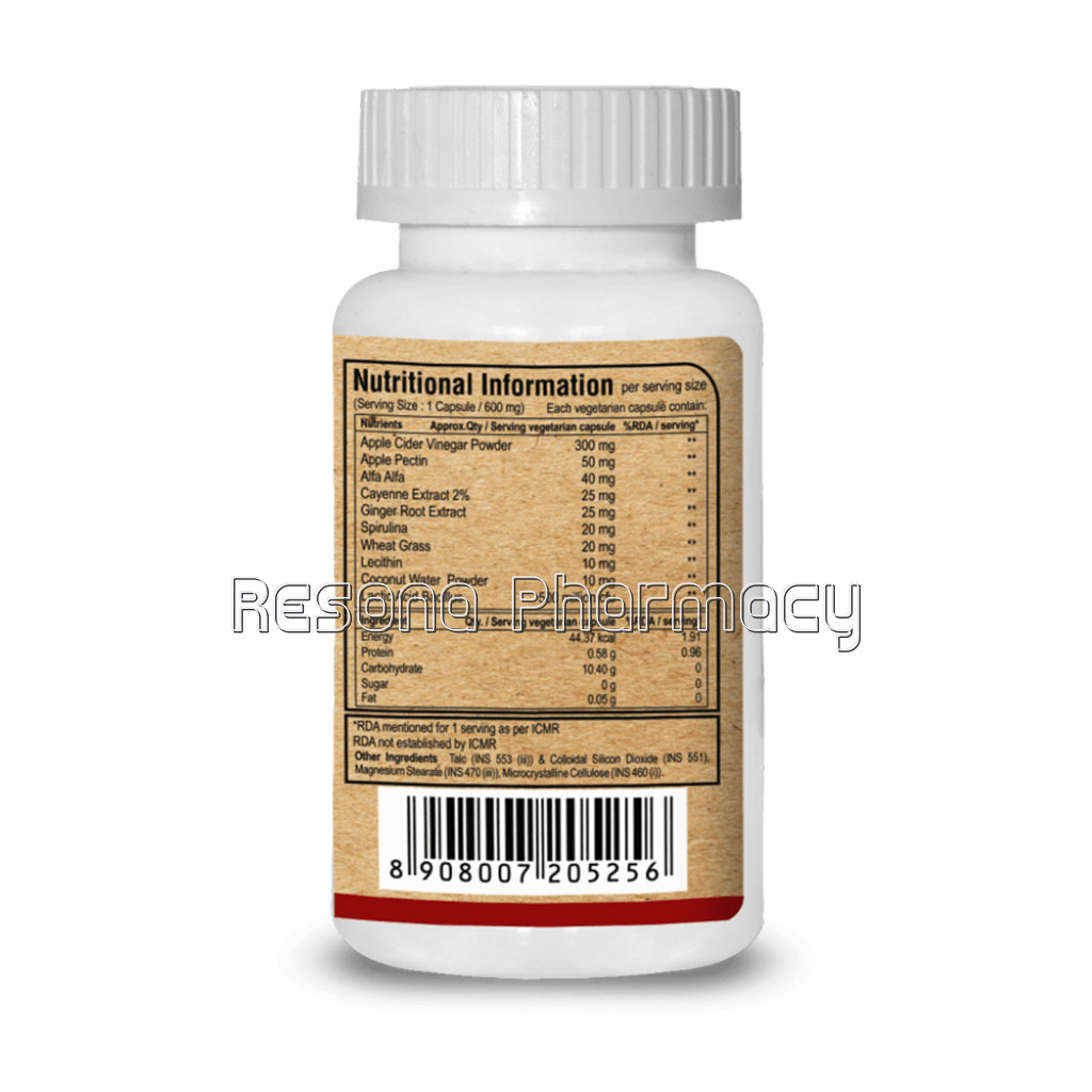 Apple Cider Vinegar Plus (Includes Prebiotic Apple Pectin) Good For Weight Loss And Fat Burner  90 Capsules