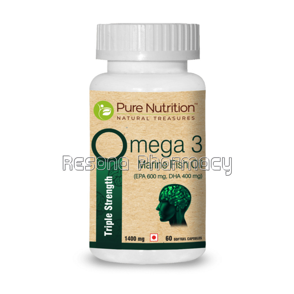 Omega 3 Triple Strength Marine Fish Oil   1400Mg; With 600 Mg Epa and 400 Mg Dha For Brain; Heart And Eye Health; 60 Softgel Capsules