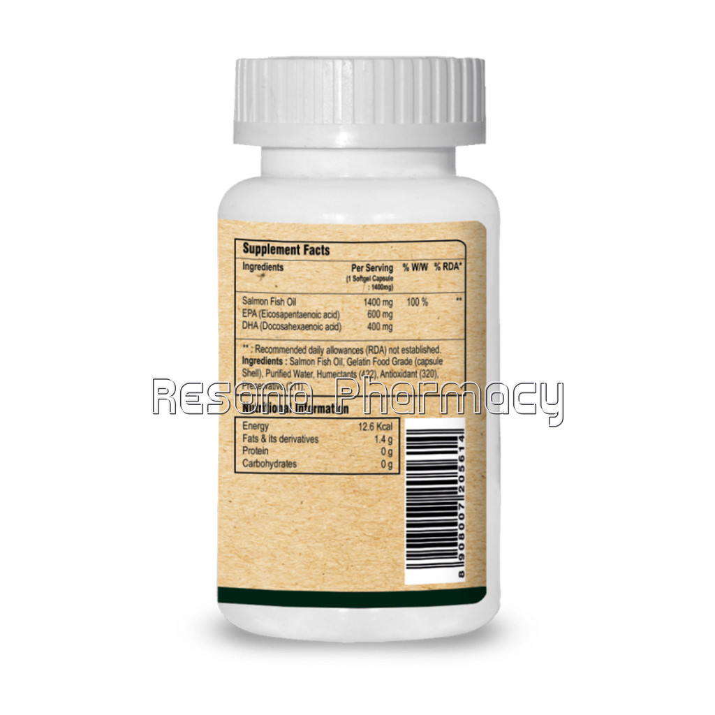 Omega 3 Triple Strength Marine Fish Oil   1400Mg; With 600 Mg Epa and 400 Mg Dha For Brain; Heart And Eye Health; 60 Softgel Capsules