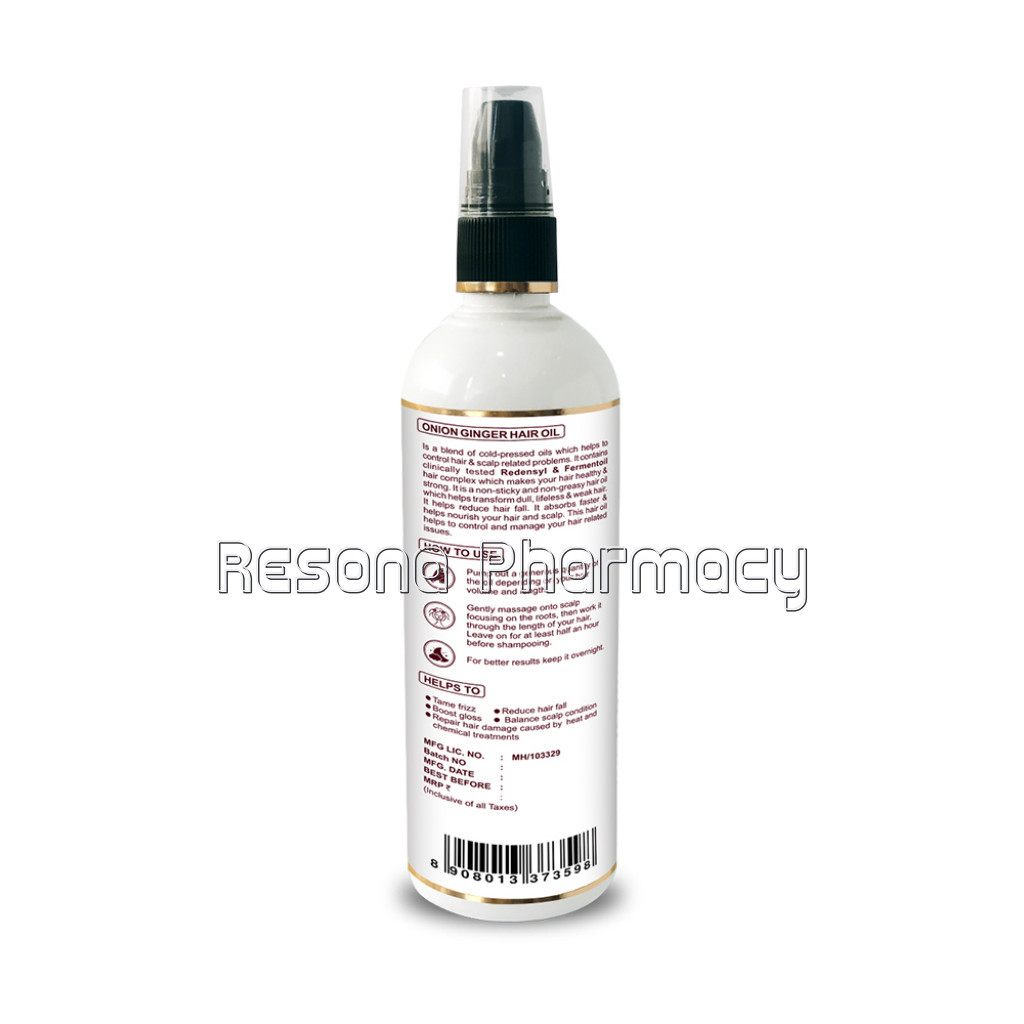 Pure Essence Onion Ginger Hair Oil – Formulated With NaNaturalIngredients Without Parabenes And Synthetic Fragrances – For Healthy Hair (200 Ml)