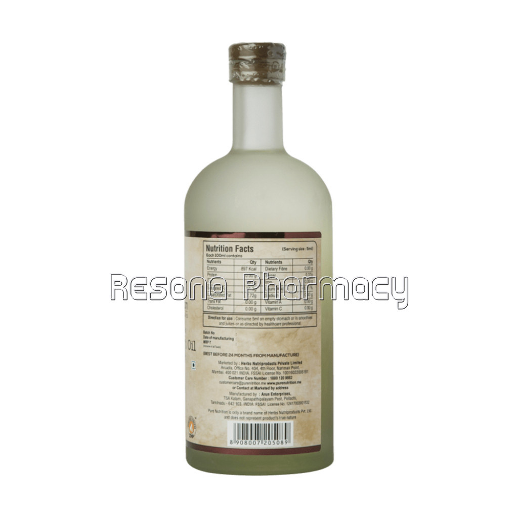 Coconut Oil Raw Cold Pressed Extra Virgin   500Ml Glass Bottle
