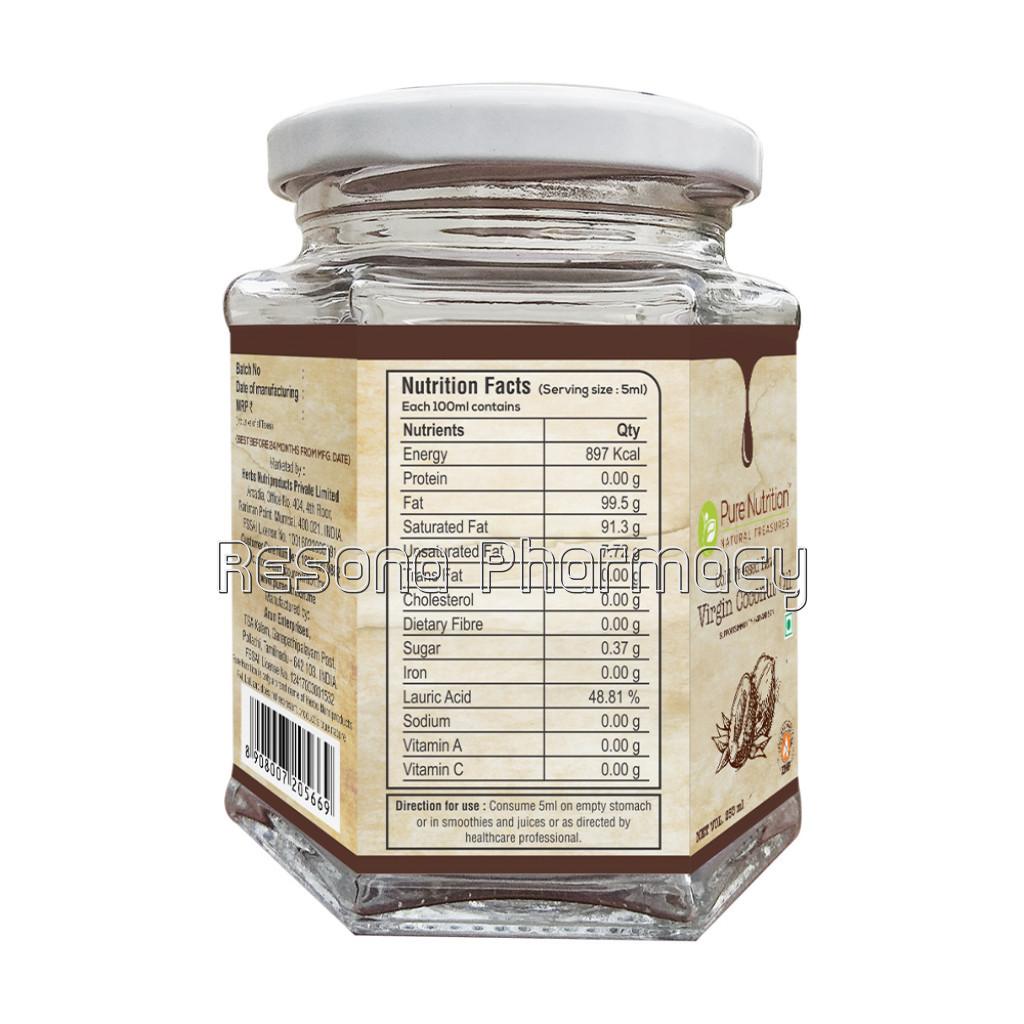 Coconut Oil Extra Virgin; Raw Cold Pressed   250 Ml Glass Bottle | Hair; Skin; Massage and 100% Edible