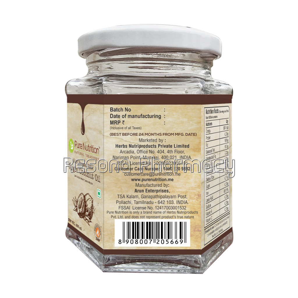 Coconut Oil Extra Virgin; Raw Cold Pressed   250 Ml Glass Bottle | Hair; Skin; Massage and 100% Edible