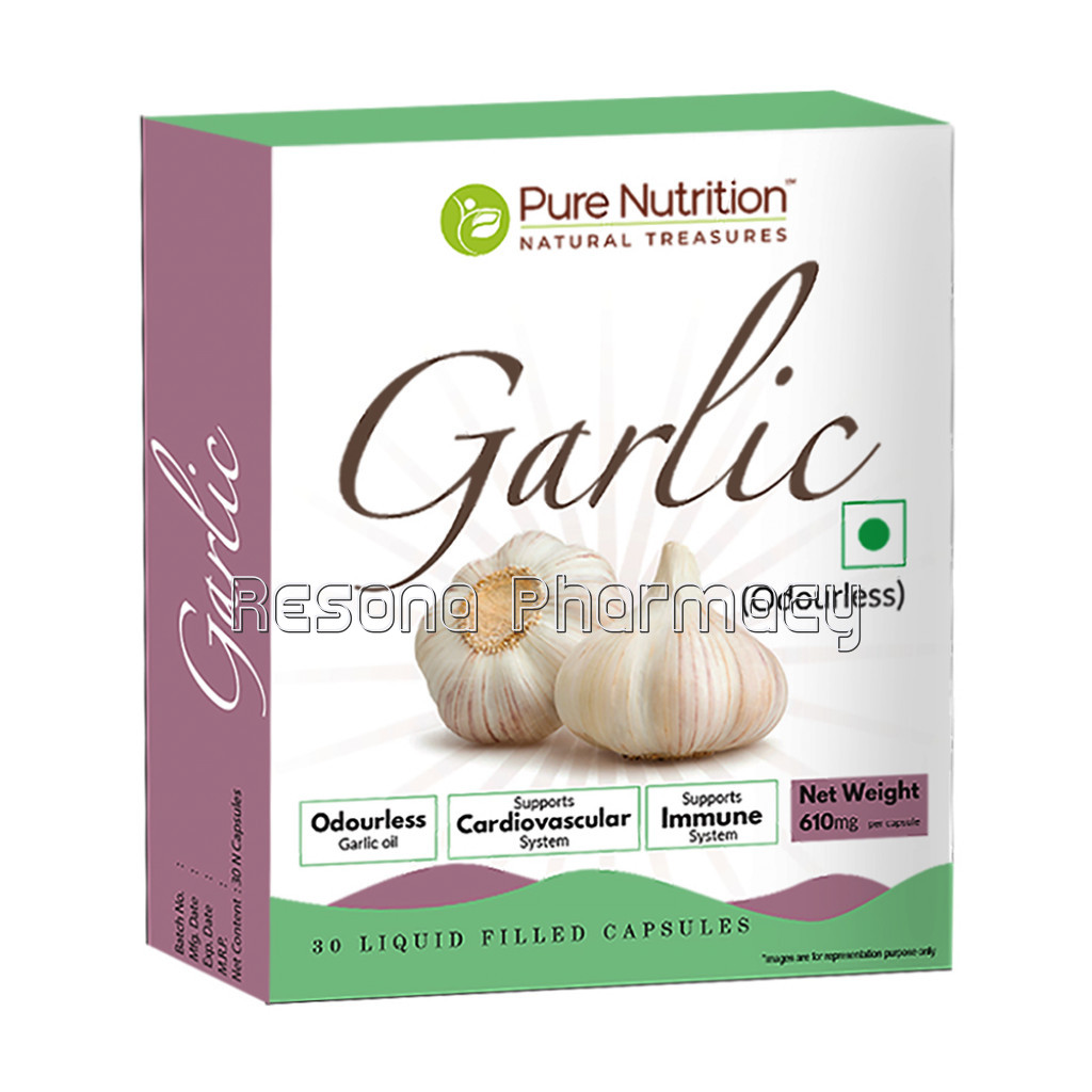 Garlic Oil For Helps In Cholesterol; Weight Loss; Blood Pressure; Antioxidant And Anti Inflammatory 30 Liquid Capsules