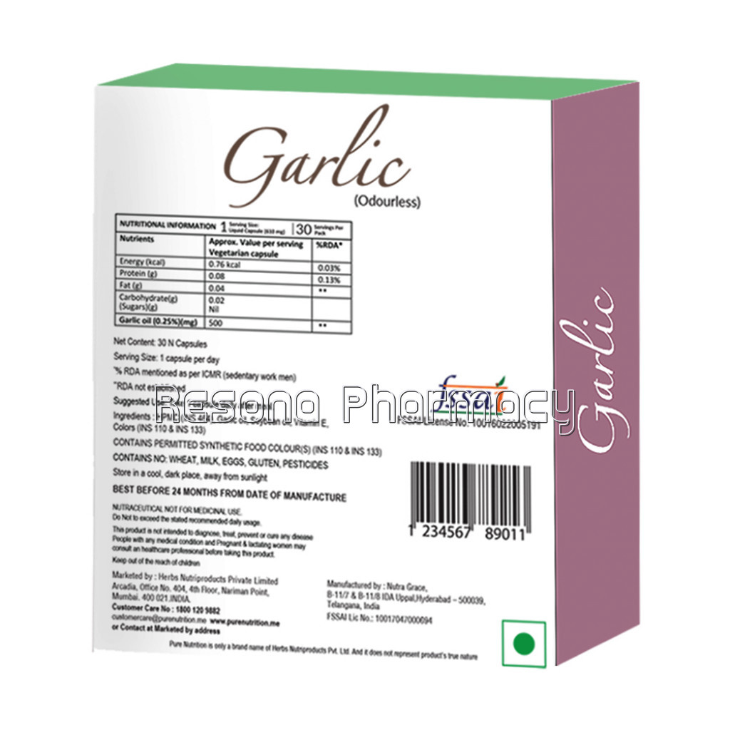 Garlic Oil For Helps In Cholesterol; Weight Loss; Blood Pressure; Antioxidant And Anti Inflammatory 30 Liquid Capsules
