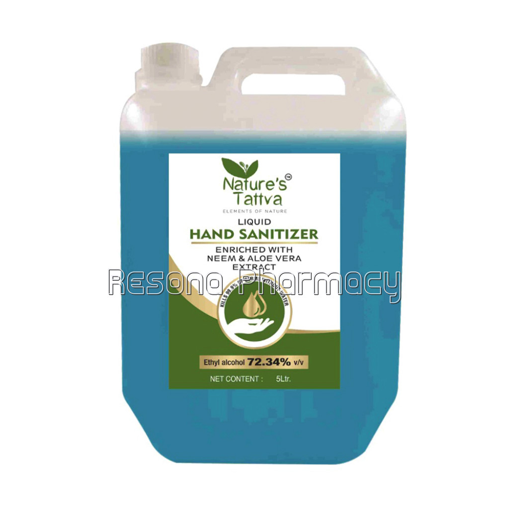Hand Sanitizer, Made With Goodness Of Aloe Vera and Neem, 5 Liters