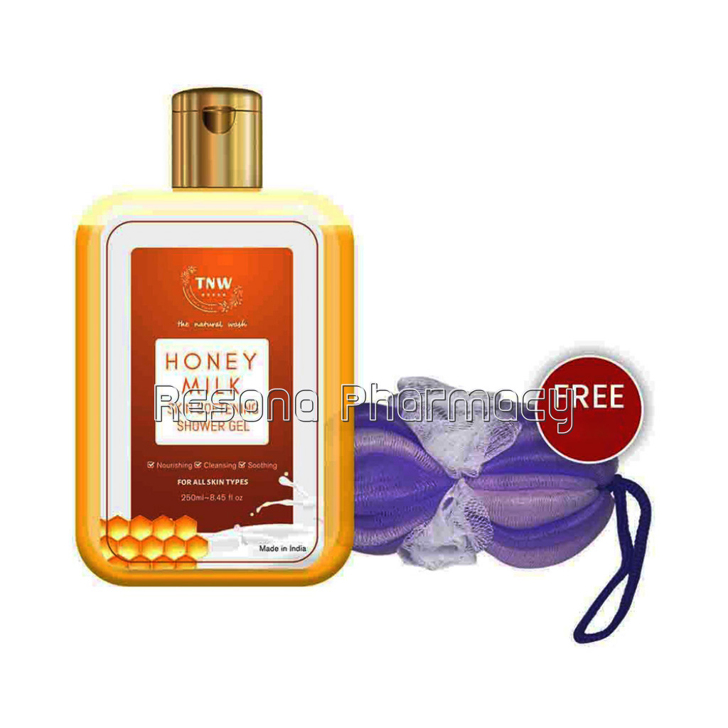 Honey Milk Shower Gel For Sensitive To Dry Skin (Paraben/Sulphate Free)   Get Free Loofah Belt