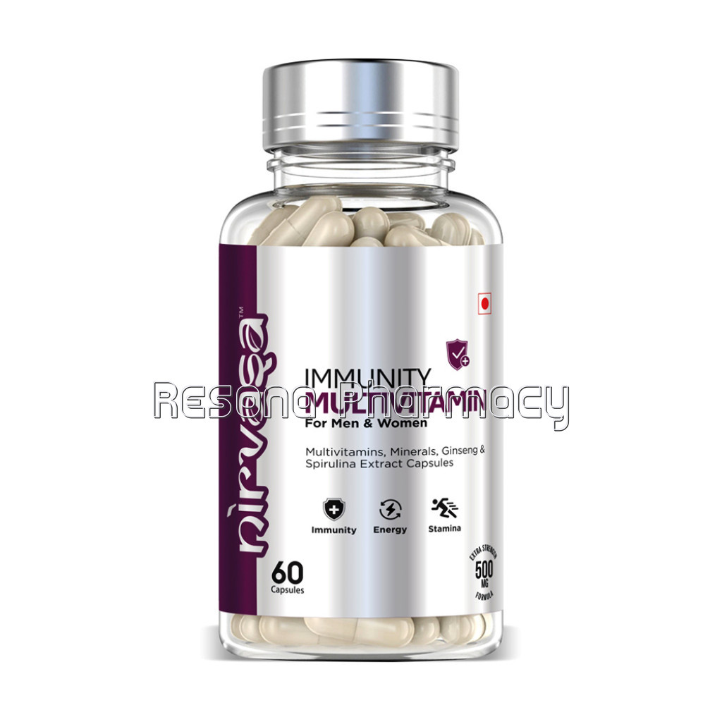 Nirvasa Multivitamin Capsules For Immunity With Ginseng and Spirulina Extract For Men and Women – 60 Capsules