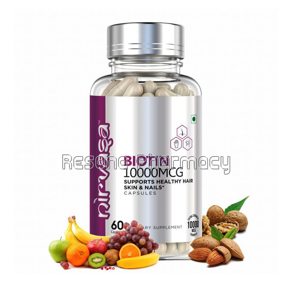 Nirvasa Biotin Capsules For Healthy Hair, Skin And Nails – 60 Capsules