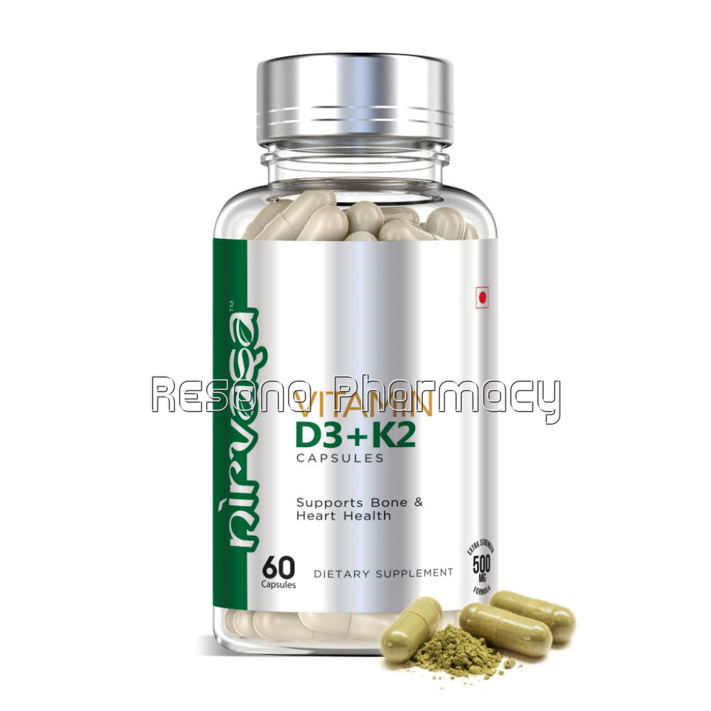Nirvasa Vitamin D3Plusk2 (500Mg) – 60 Capsules