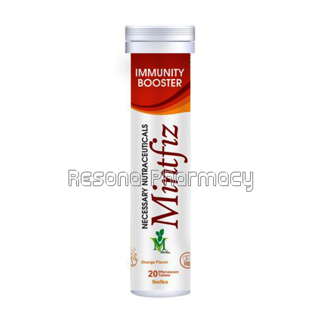 Mint Veda Mintfiz (Immunity Booster) Immunity | Antioxidant 20 Vegetarian Effervescent Tablets With Orange Flavour